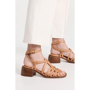 New See by Chloé Strappy Block Heel Sandals Brown Sz EU 42